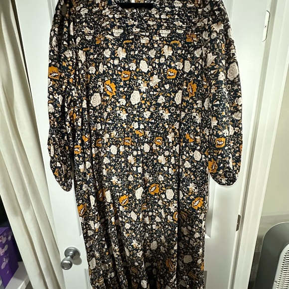 Universal Thread Navy Blue + Yellow Floral Prairie Cottage Core Dress Plus 3X - Picture 3 of 7